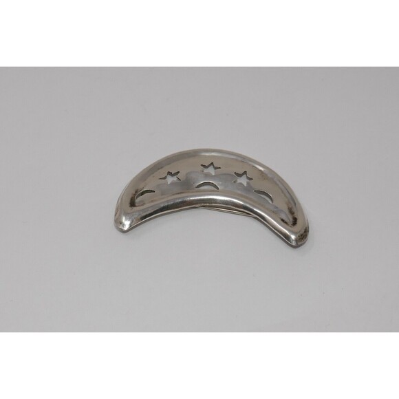 Mexico Taxco Sterling Silver 925 Crescent Moon And Stars Brooch - Picture 4 of 11